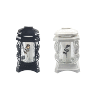 Kahanec sklenený čierna/biela 22x13cm ruža