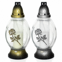 Kahanec sklenený Ovál ruža 30cm strieborný