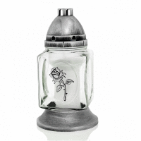 Kahanec sklenený KWD ruža 31cm 75h 290g strieborný