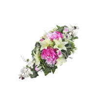 Detail - Aranžmán betón - peónie, ľalie, orchidea 83x37cm Aranžmán betón - peónie, ľalie, orchidea 83x37cm