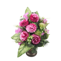 Detail - Aranžmán na nožičke s cíniami 52x48cm Aranžmán na nožičke s cíniami 52x48cm