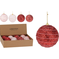 Vianočná guľa 8cm RED WHITE 4 druhy