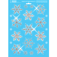 Vianočné vločky veľké 25x35cm blister obojstranné s glitrami