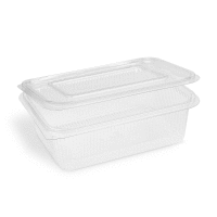Miska (rPET) s viečkom hranatá priehľadná 1500ml (50ks) GASTRO