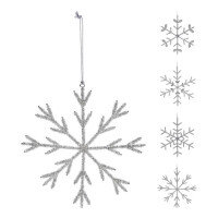 Závesná dekorácia SNOWFLAKE 21 cm SILVER 4 ASS